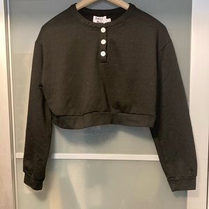 3/$15 Princess Polly Black Cropped Sweater with White Buttons Size 2 XS